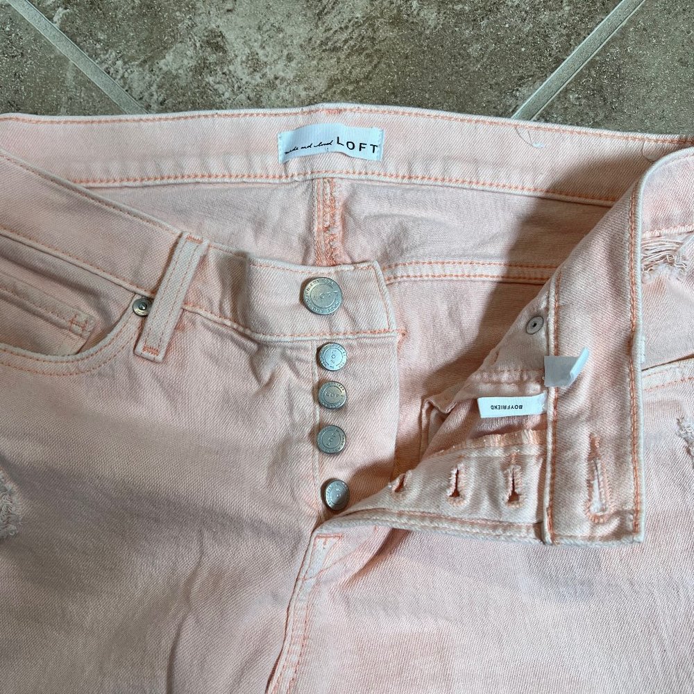 Pink Loft Boyfriend Distressed Jeans